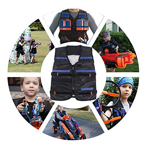 Chaleco Táctico Niños ,Chaqueta Chaleco Táctico Ajustable para Nerf Gun N-Strike Elite Series 12 Dardos Accesorios Regalos Navideños Niños