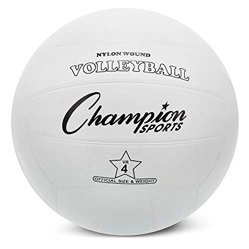 Champion Sports Voleibol de goma, tamaño oficial, para uso en interiores y exteriores, duradero, regulación para principiantes, competitivo, juego recreativo - Equipo de voleibol premium - Blanco, VR4