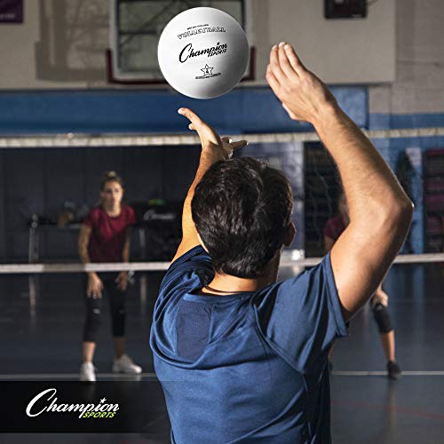 Champion Sports Voleibol de goma, tamaño oficial, para uso en interiores y exteriores, duradero, regulación para principiantes, competitivo, juego recreativo - Equipo de voleibol premium - Blanco, VR4