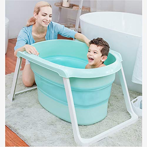 CHANG XU DONG SHOP Bañera Plegable para niños, bañera portátil para Adultos, bañera Plegable de Engrosamiento, Plato de Ducha portátil para niños Seguros, bañera Plegable para bebés ( Color : Green )