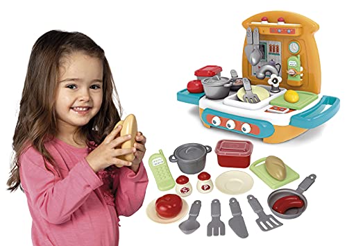 Chicos - My First Cocinita Infantil de sobremesa | Incluye 15 Accesorios como ollas, Cubiertos, Fruta y sartén | Recomendada a Partir de 18 Meses (84001)