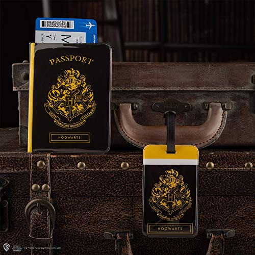 Cinereplicas Harry Potter - Etiqueta de Equipaje y Funda Pasaporte Hogwarts - Licencia Oficial