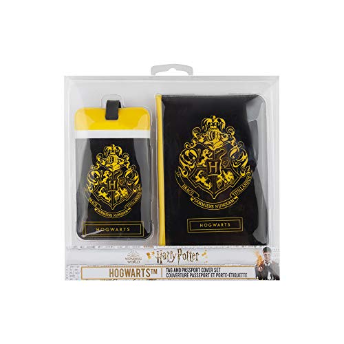 Cinereplicas Harry Potter - Etiqueta de Equipaje y Funda Pasaporte Hogwarts - Licencia Oficial