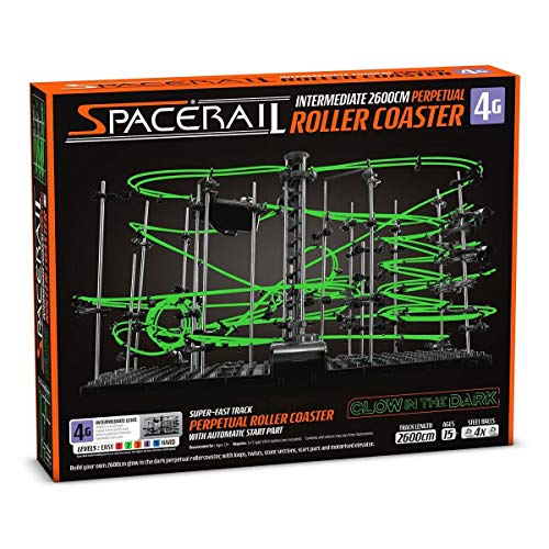 CKB LTD SpaceRail Nivel 4 Pista para canicas movimiento perpetuo Roller Coaster Montaña rusa, Gadget que brilla en la oscuridad, kit de construcción de pistas de mármol para bricolaje, luminoso