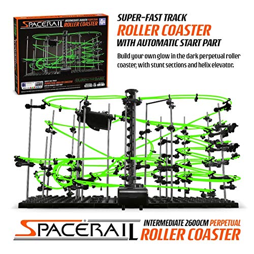 CKB LTD SpaceRail Nivel 4 Pista para canicas movimiento perpetuo Roller Coaster Montaña rusa, Gadget que brilla en la oscuridad, kit de construcción de pistas de mármol para bricolaje, luminoso