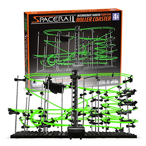 CKB LTD SpaceRail Nivel 4 Pista para canicas movimiento perpetuo Roller Coaster Montaña rusa, Gadget que brilla en la oscuridad, kit de construcción de pistas de mármol para bricolaje, luminoso