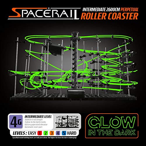 CKB LTD SpaceRail Nivel 4 Pista para canicas movimiento perpetuo Roller Coaster Montaña rusa, Gadget que brilla en la oscuridad, kit de construcción de pistas de mármol para bricolaje, luminoso