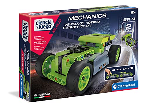 Clementoni-55345 - Mechanics - Vehículos Hotrod Retrofricción - juego de construcciones mecánica a partir de 8 años