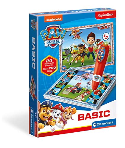 Clementoni- Paw Patrol Sapientino Basic Patrulla Canina - Juego Educativo electrónico con bolígrafo Interactivo para niños de 3 años + (versión en Italiano), Fabricado en Italia, Multicolor (16334)