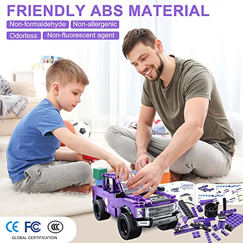 Coche teledirigido de bloques de construcción, aplicación y juguete todoterreno controlado con potente motor, 2,4 GHz Pickup coche con programable, 345 piezas STEM para niños