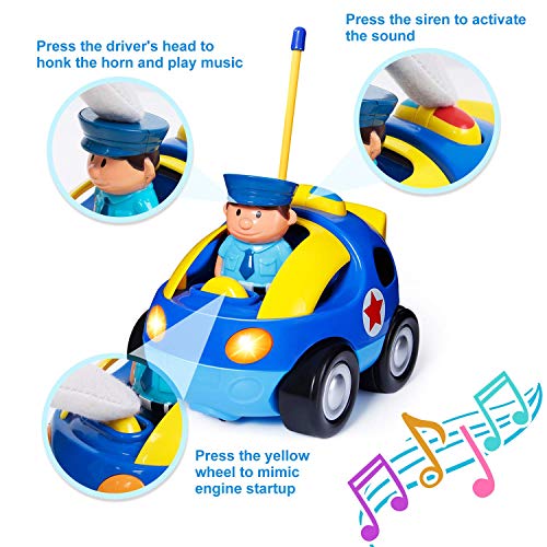 Coche Teledirigido Niños,Juguetes de Radio Coche de Policía con Música,Regalo de Cumpleaños para Niños 2-6 Años (Blue)