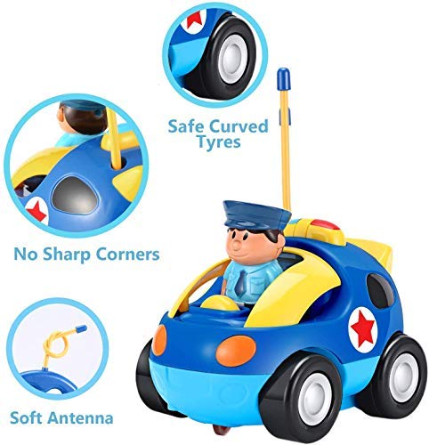 Coche Teledirigido Niños,Juguetes de Radio Coche de Policía con Música,Regalo de Cumpleaños para Niños 2-6 Años (Blue)