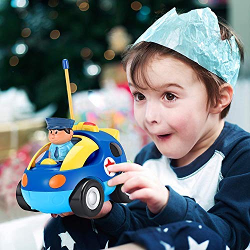 Coche Teledirigido Niños,Juguetes de Radio Coche de Policía con Música,Regalo de Cumpleaños para Niños 2-6 Años (Blue)