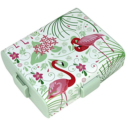 COM-FOUR® Sandwichera para niños - Caja de almuerzo"Flamingo" - Fiambrera infantil de almuerzo con divisores - Caja de desayuno, 19.5 x 17.5 x 6.5 cm (01 pieza - Flamingo)