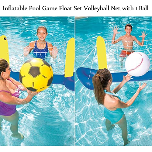 Conjunto De Juegos De Voleibol De Piscina Inflable - Conjunto De Flotadores De La Piscina Con Red Ajustable Y Voleibol Para Juegos De Fiesta De Piscina, Para Adultos Adolescentes Y Niños