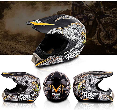 COOKTOP Casco De Motocicleta del Casco De Motocross para Niños Cross Motocross, Casco Moto MX, Casco De Adultos con Gafas, Máscara De Motocicleta, Casco De Motocicleta Unisex,Negro,S