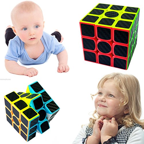 Coolzon 3x3x3 Cubo Magico Rompecabezas Speed Magic Puzzle Cube con Adhesivo de Fibra de Carbono, Negro