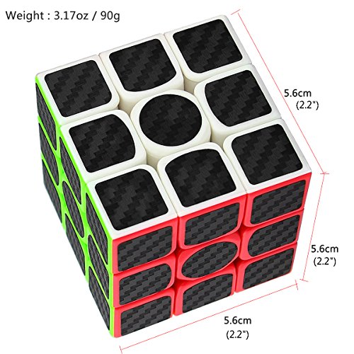 Coolzon 3x3x3 Cubo Magico Rompecabezas Speed Magic Puzzle Cube con Adhesivo de Fibra de Carbono, Negro