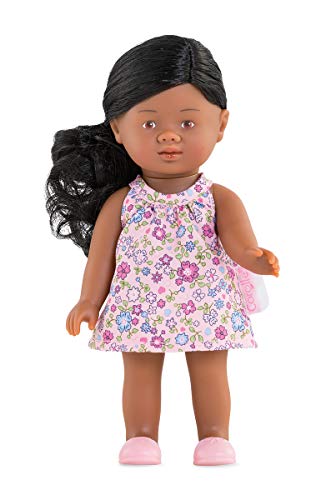 Corolle Les Trendies Mini Corolline Rosaly - Muñeca de Vinilo (Pelo Largo y Vestido de Flores, en Caja de Regalo, Aroma de Vainilla, 20 cm)