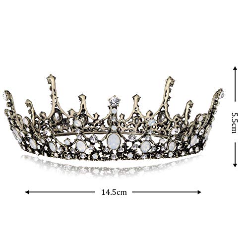 Coucoland Tiara de novia para boda, corona redonda de lujo, corona de princesa, corona de cumpleaños, corona de reina, corona de carnaval