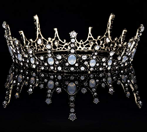 Coucoland Tiara de novia para boda, corona redonda de lujo, corona de princesa, corona de cumpleaños, corona de reina, corona de carnaval