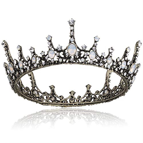 Coucoland Tiara de novia para boda, corona redonda de lujo, corona de princesa, corona de cumpleaños, corona de reina, corona de carnaval