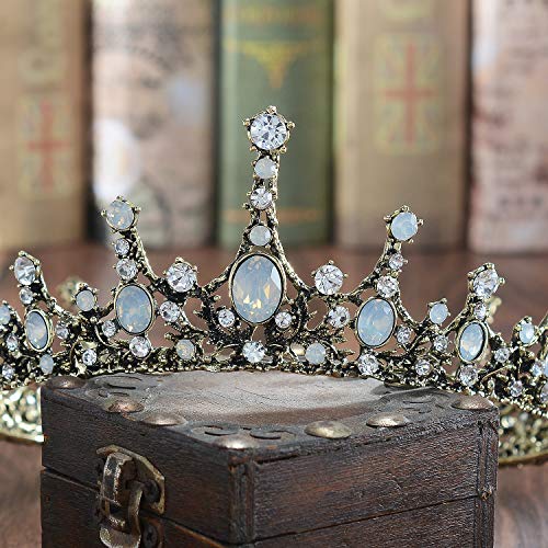 Coucoland Tiara de novia para boda, corona redonda de lujo, corona de princesa, corona de cumpleaños, corona de reina, corona de carnaval