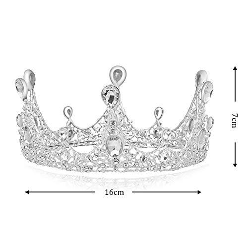 Coucoland Tiara para novia, corona de princesa, tiara para boda, corona de cumpleaños, para mujer, accesorio para disfraz (plata)