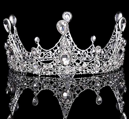 Coucoland Tiara para novia, corona de princesa, tiara para boda, corona de cumpleaños, para mujer, accesorio para disfraz (plata)