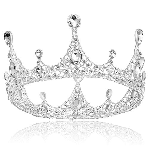 Coucoland Tiara para novia, corona de princesa, tiara para boda, corona de cumpleaños, para mujer, accesorio para disfraz (plata)