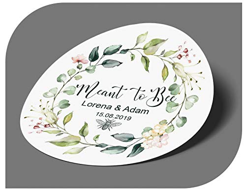 CrisPhy® Pegatinas Personalizadas Boda con Nombre y Fecha, Etiquetas Adhesivas para Boda Invitacion Bautizo Compromiso Cumpleaños Fiesta Navidad Vintage Sellos