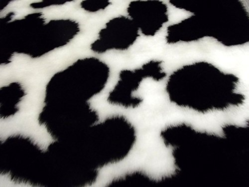 CRS Fur Fabrics Material de la tela de la piel sintética de la diversión, acrílico, Vaca Negra, 1Mtr - 150cm x 100cm