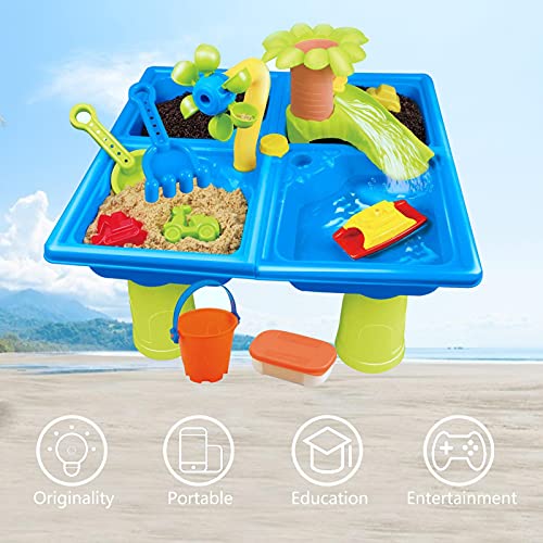 Cuadro 2 en 1 para niños con arena y agua, para actividades al aire libre, mesa de lectura de arena de playa de verano, juguetes de arena, juguetes de arena sensorial