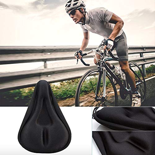 Cubierta de montar de la bici, moto de actualización del gel cojín del asiento, cómodo y transpirable hueco Espesar gel acolchado, Mountain camino de la bicicleta Riding Equipment, Pack of 2,Negro