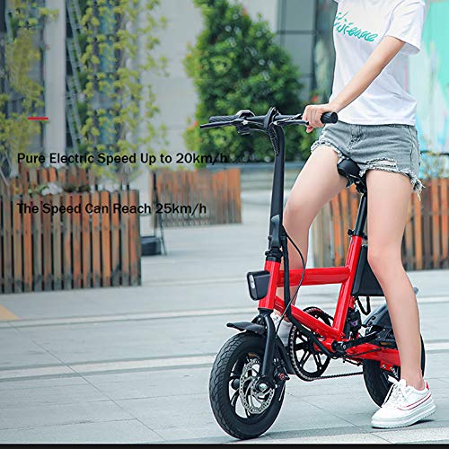 CYC 12 Pulgadas Neumático Gordo Bicicleta Eléctrica 36v Nieve E-Bici 7.8 Ah Batería Máxima 25km/h Motor 240w 3 Modos de Conducción E-Bike para Viajes Al Aire Libre,Rojo