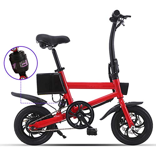 CYC 12 Pulgadas Neumático Gordo Bicicleta Eléctrica 36v Nieve E-Bici 7.8 Ah Batería Máxima 25km/h Motor 240w 3 Modos de Conducción E-Bike para Viajes Al Aire Libre,Rojo