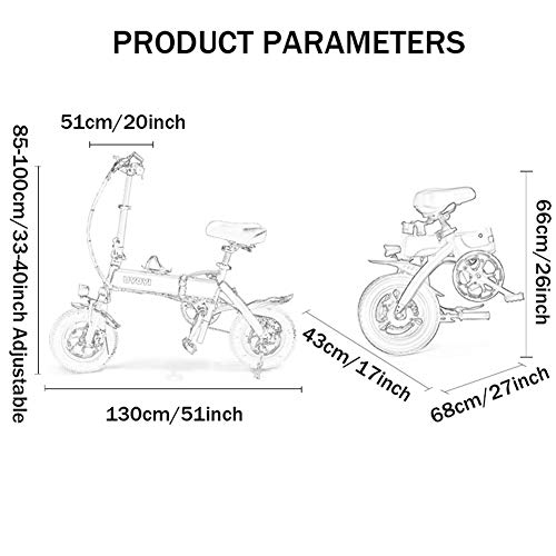 CYC Bicicleta Eléctrica Plegables Bici Electricas Adulto con Ruedas de 12" 250w Motor 25 Km/h Batería 48v 8ah 3 Modos de Conducción Fat Bike para Adulto Unisex