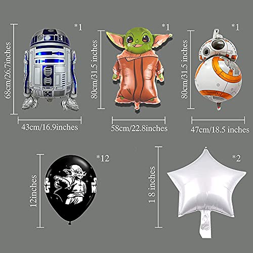 CYSJ 18pcs Decoración de cumpleaños de Star WarsDecoraciones para Fiesta De CumpleañOs con Tema Baby Yoda Globos De Star Wars Suministros para Fiestas Temáticas de Juego para Niños