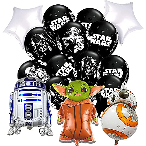 CYSJ 18pcs Decoración de cumpleaños de Star WarsDecoraciones para Fiesta De CumpleañOs con Tema Baby Yoda Globos De Star Wars Suministros para Fiestas Temáticas de Juego para Niños