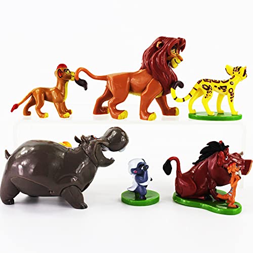 CYSJ León Cake Topper 6 Pcs El Rey León Decoración de Tartas Figuras Decoración para Tarta de cumpleaños de Animales de Dibujos Animados del Fiesta Suministros