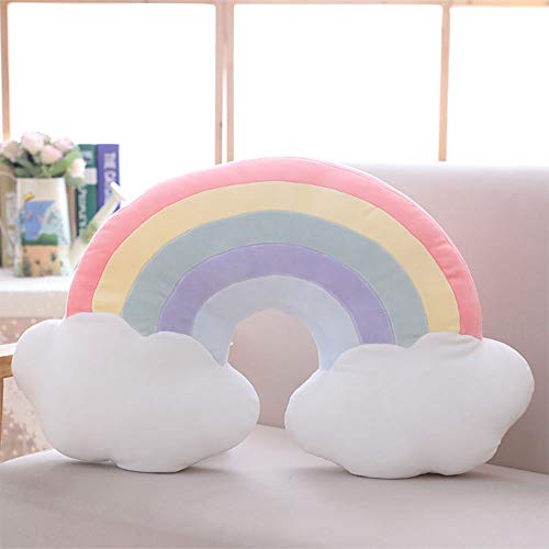 DecoBay Suave Arco Iris Almohada para Dormir Dormitorio Sofá Cojín De Almohada Silla De Felpa Decoración Nube Luna Estrella Cáscara (Arcoiris 3)