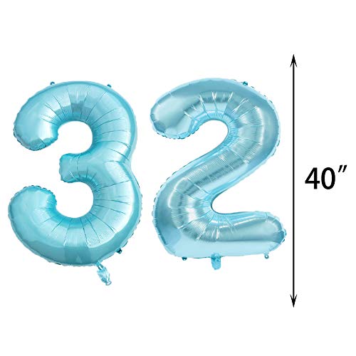 Decoración de cumpleaños 32, globos de cumpleaños 32, globos de 32, globo de Mylar número 32, decoración de globos de látex, gran regalo de cumpleaños para niñas, accesorios de fotos