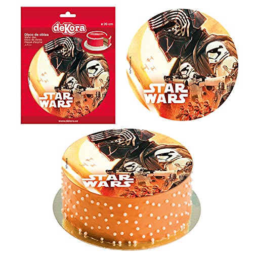 Dekora - Decoracion Tartas de Cumpleaños Infantiles en Disco de Oblea de Star Wars - 20 cm