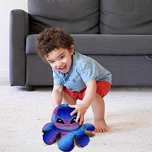 Desire Deluxe Peluche Reversible de Pulpo – Peluche de Peluche súper Suave, Cara Enojada y Cara Feliz, Regalo de cumpleaños de Navidad para niños