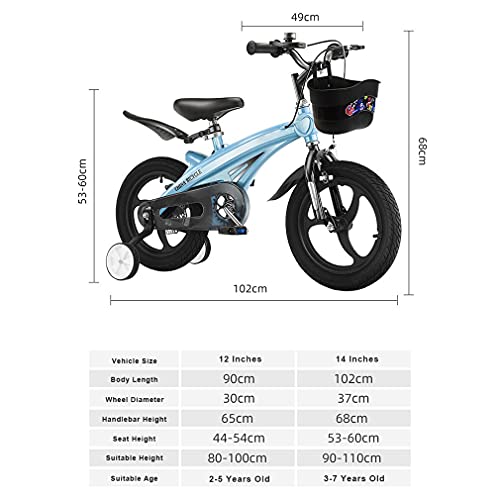 DHMKL 14 Pulgadas Bici Infantiles Bicicletas NiñOs Bicicletas con Ruedas Entrenamiento Ruedas Integradas AleacióN Magnesio Bicicletas Ligeras para NiñOs Adecuado para NiñOs 2 A 6 AñOs