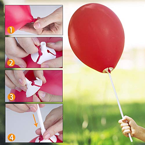 Diealles 100 Piezas Globos Palos Soportes para la Boda, Fiesta y Decoraciones,40CM - Blanco