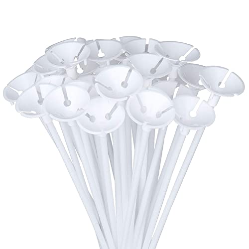 Diealles 100 Piezas Globos Palos Soportes para la Boda, Fiesta y Decoraciones,40CM - Blanco