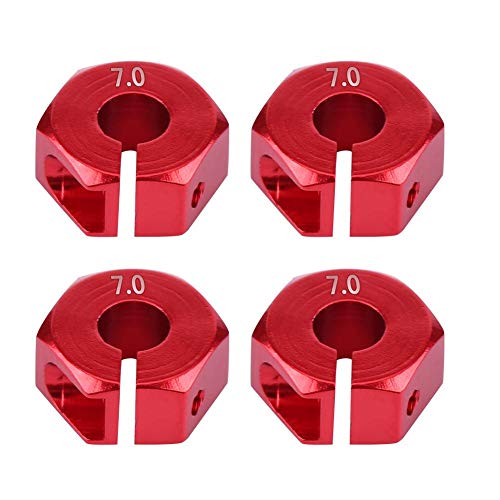 Dilwe Adaptadores de Cubo Hexagonal de Rueda, 12mm Adaptador de Cubo Hexagonal de Rueda Universal para HSP Sakura 1/10 Escala RC Coche(7mm, Rojo)