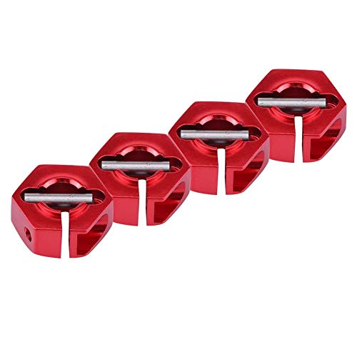 Dilwe Adaptadores de Cubo Hexagonal de Rueda, 12mm Adaptador de Cubo Hexagonal de Rueda Universal para HSP Sakura 1/10 Escala RC Coche(7mm, Rojo)