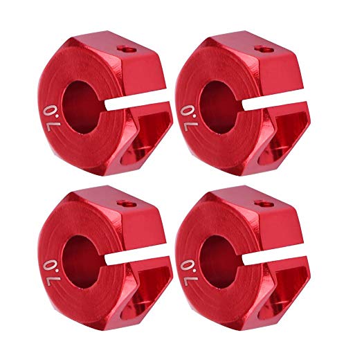 Dilwe Adaptadores de Cubo Hexagonal de Rueda, 12mm Adaptador de Cubo Hexagonal de Rueda Universal para HSP Sakura 1/10 Escala RC Coche(7mm, Rojo)